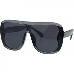 Square Unisex Fashion Sunglasses Oversized Square Open Side Frame UV 400 - Grey (Black) - CP18NL26GTG $20.30