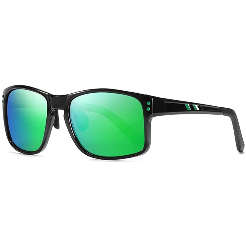 Wrap Classic Square Sunglasses Men Sports Polarized & 100% UV Protection Outdoor eyewear KD524 - Mirrored Green - CU194CCZW3L...