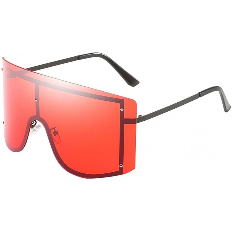 Oval UV Protection Sunglasses for Women Men Rimless frame Rectangle Plastic Lens Metal Frame Sunglass - Red - CH1903I5Y5Q $13.63