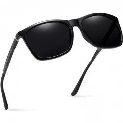 Oversized Unisex Square Polarized UV 400 Sunglasses Classic Aviator Driving Shades Glasses(black) - CE193NC6SUQ $39.36