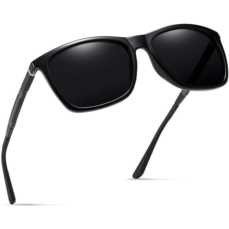 Oversized Unisex Square Polarized UV 400 Sunglasses Classic Aviator Driving Shades Glasses(black) - CE193NC6SUQ $18.06