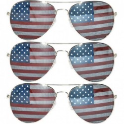 Aviator Classic American Flag Lens Metal Frame UV Protection OWL. - 3-pairs-silver - C7184T0M8YM $21.64