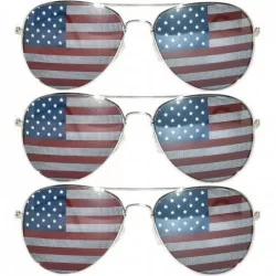 Aviator Classic American Flag Lens Metal Frame UV Protection OWL. - 3-pairs-silver - C7184T0M8YM $8.71
