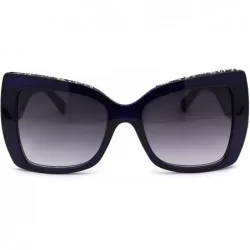 Butterfly Womens Nugget Stud Glitter Thick Plastic Butterfly Sunglasses - Blue Smoke - CE18YXI4I9T $23.48