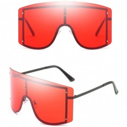 Oval UV Protection Sunglasses for Women Men Rimless frame Rectangle Plastic Lens Metal Frame Sunglass - Red - CH1903I5Y5Q $13.63
