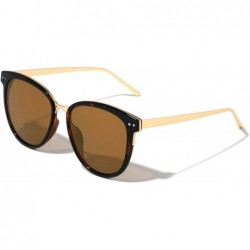 Cat Eye Daegu Flat Lens Retro Color Mirror Cat Eye Sunglasses - Brown - C41975YSK35 $27.65