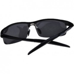 Round Mirrored Aviator Polarized Driver Sport Sunglasses - Black Frame Gray Lenses - C211W8NZC0R $28.25