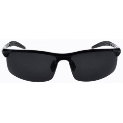 Round Mirrored Aviator Polarized Driver Sport Sunglasses - Black Frame Gray Lenses - C211W8NZC0R $31.92