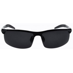 Round Mirrored Aviator Polarized Driver Sport Sunglasses - Black Frame Gray Lenses - C211W8NZC0R $16.51