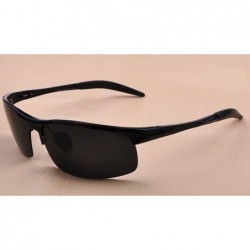 Round Mirrored Aviator Polarized Driver Sport Sunglasses - Black Frame Gray Lenses - C211W8NZC0R $16.51