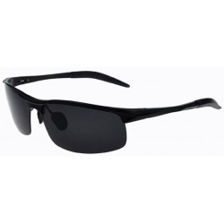 Round Mirrored Aviator Polarized Driver Sport Sunglasses - Black Frame Gray Lenses - C211W8NZC0R $16.51