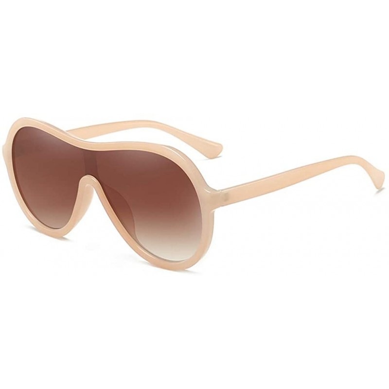 Aviator Mirrored Sunglasses One Piece Women Men - Brown - C018XE687UR $16.80
