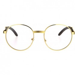 Oval Mens Large Round Wood Buff OG Gangster 90s Luxury Clear Lens Glasses - Yellow Gold - CM182YM44H9 $11.90