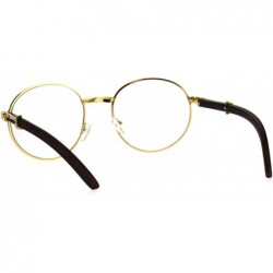 Oval Mens Large Round Wood Buff OG Gangster 90s Luxury Clear Lens Glasses - Yellow Gold - CM182YM44H9 $11.90