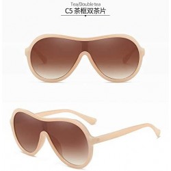 Aviator Mirrored Sunglasses One Piece Women Men - Brown - C018XE687UR $16.80