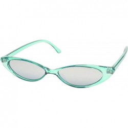 Oval Slim Vintage Small Oval Narrow Colored Wide Mirrored Mod Hype Fashion Sunglasses - CR18QC87DS7 $10.47