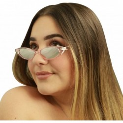 Oval Slim Vintage Small Oval Narrow Colored Wide Mirrored Mod Hype Fashion Sunglasses - CR18QC87DS7 $10.47