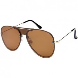 Aviator Men's Modern Aviators w/Solid Color Lens 1204-FLSD - Gold Clear Brown - CJ182X8MGM6 $19.22