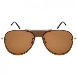 Aviator Men's Modern Aviators w/Solid Color Lens 1204-FLSD - Gold Clear Brown - CJ182X8MGM6 $10.51