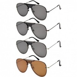 Aviator Men's Modern Aviators w/Solid Color Lens 1204-FLSD - Gold Clear Brown - CJ182X8MGM6 $10.51