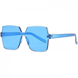 Wayfarer Oversized Square Candy Colors Glasses Rimless Frame Unisex Sunglasses Elton John - Blue - CL18GE3HNO7 $23.05