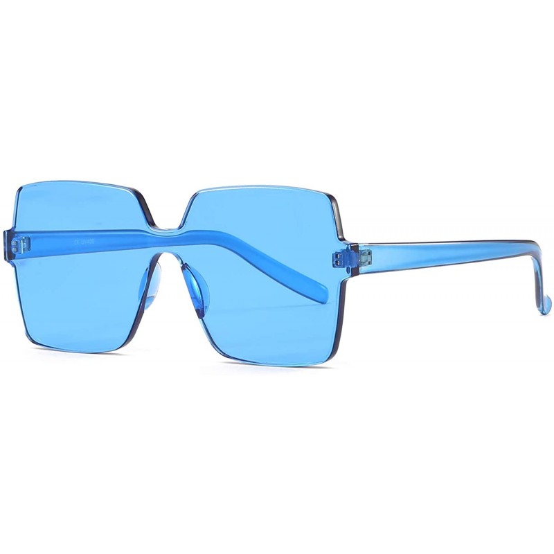 Wayfarer Oversized Square Candy Colors Glasses Rimless Frame Unisex Sunglasses Elton John - Blue - CL18GE3HNO7 $15.17