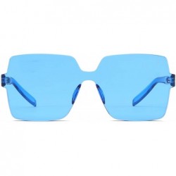 Wayfarer Oversized Square Candy Colors Glasses Rimless Frame Unisex Sunglasses Elton John - Blue - CL18GE3HNO7 $15.17