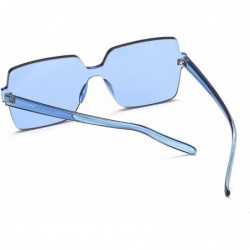 Wayfarer Oversized Square Candy Colors Glasses Rimless Frame Unisex Sunglasses Elton John - Blue - CL18GE3HNO7 $15.17