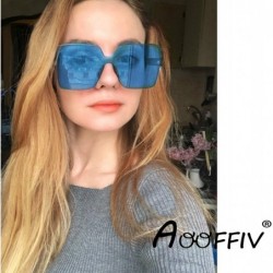 Wayfarer Oversized Square Candy Colors Glasses Rimless Frame Unisex Sunglasses Elton John - Blue - CL18GE3HNO7 $15.17