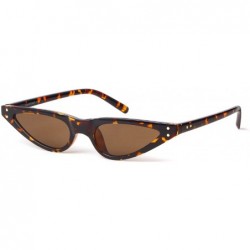 Round Vintage Retro Cat Eye Sunglasses For Women Small Glasses with Rivet - Leopard - CO189OIOUCD $18.57