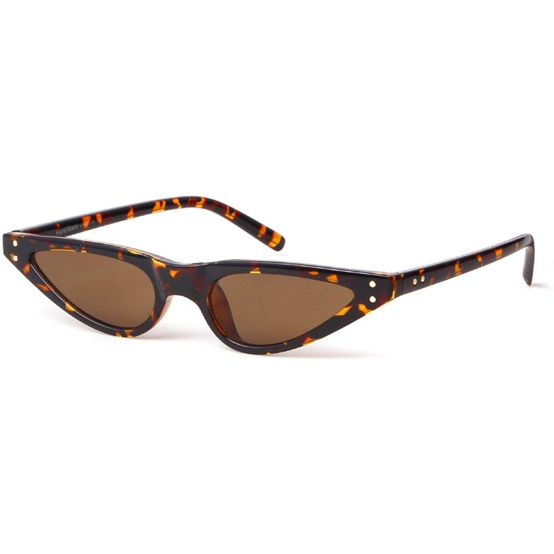 Round Vintage Retro Cat Eye Sunglasses For Women Small Glasses with Rivet - Leopard - CO189OIOUCD $7.78