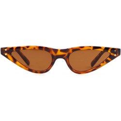 Round Vintage Retro Cat Eye Sunglasses For Women Small Glasses with Rivet - Leopard - CO189OIOUCD $7.78