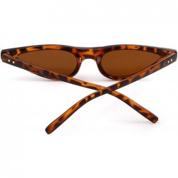 Round Vintage Retro Cat Eye Sunglasses For Women Small Glasses with Rivet - Leopard - CO189OIOUCD $7.78
