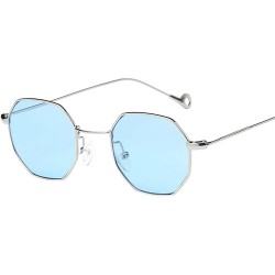 Sport Womens Men Fashion Metal Irregularity Frame Glasses Brand Classic Sunglasses - Blue - C818TS2YQ5H $14.57