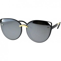 Oversized Womens Retro Mod Designer Oversize Plastic Cat Eye Sunglasses - Black Silver Mirror - CN18EKZGLHE $10.78