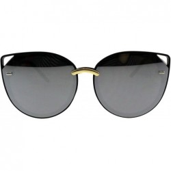 Oversized Womens Retro Mod Designer Oversize Plastic Cat Eye Sunglasses - Black Silver Mirror - CN18EKZGLHE $10.78