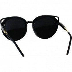 Oversized Womens Retro Mod Designer Oversize Plastic Cat Eye Sunglasses - Black Silver Mirror - CN18EKZGLHE $10.78