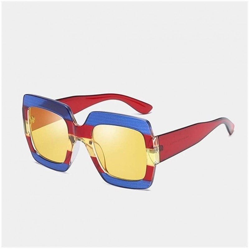 Oversized Oversized Square Sunglasses for Women and Men Multicolor Frame UV400 - C5 - CU198KCHTK2 $13.65