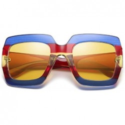 Oversized Oversized Square Sunglasses for Women and Men Multicolor Frame UV400 - C5 - CU198KCHTK2 $13.65