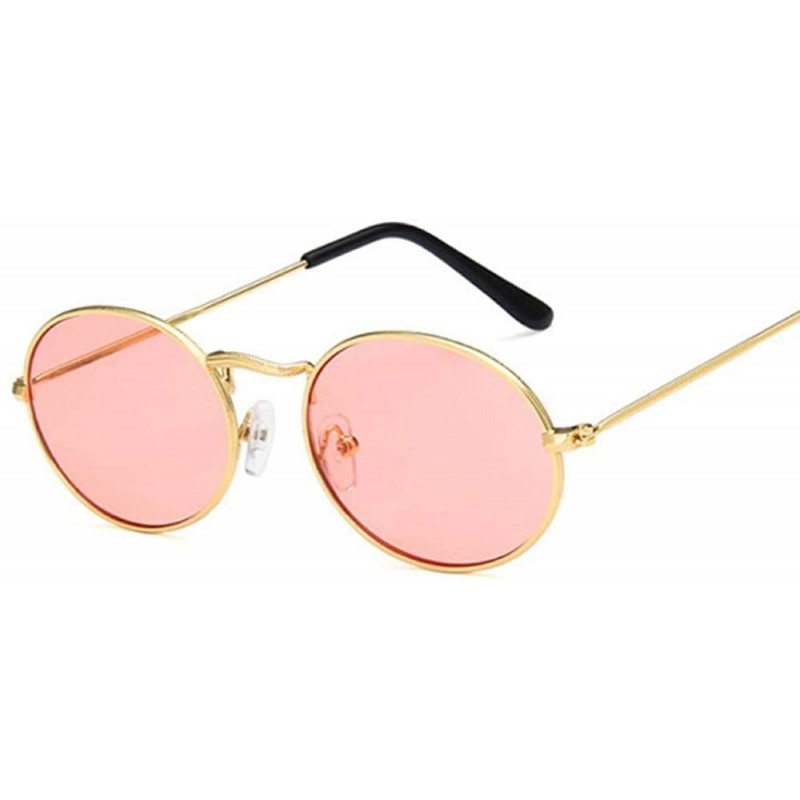 Oval Retro Oval Sunglasses Women 2019 Luxury Brand Designer Vintage Small BlackGray - Goldpink - CJ18Y6SR0RM $8.79