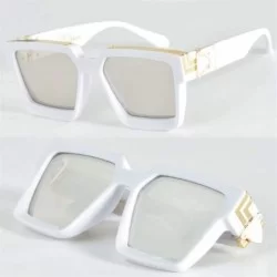 Square Square Luxury Sunglasses Men Women Fashion UV400 Glasses (Color C7 Silver White) - C7 Silver White - C6199GACAG6 $40.72