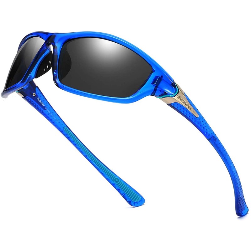 Sport Men's Sports Polarized Sunglasses UV Protection Driving Cycling Baseball Fishing Shades D120 - Blue/Black - C518SW2CO5N...