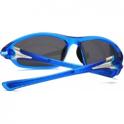 Sport Men's Sports Polarized Sunglasses UV Protection Driving Cycling Baseball Fishing Shades D120 - Blue/Black - C518SW2CO5N...