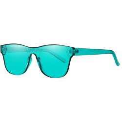 Wayfarer One Piece Rimless Tinted Sunglasses Transparent Candy Color Glasses - 009-lake Blue - C618E0KAANL $9.20