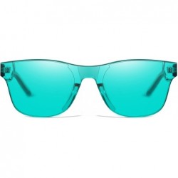 Wayfarer One Piece Rimless Tinted Sunglasses Transparent Candy Color Glasses - 009-lake Blue - C618E0KAANL $9.20