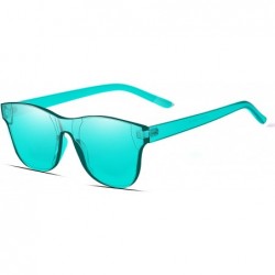 Wayfarer One Piece Rimless Tinted Sunglasses Transparent Candy Color Glasses - 009-lake Blue - C618E0KAANL $9.20