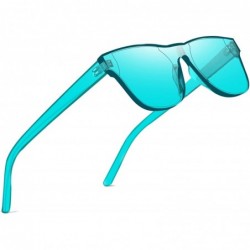 Wayfarer One Piece Rimless Tinted Sunglasses Transparent Candy Color Glasses - 009-lake Blue - C618E0KAANL $9.20