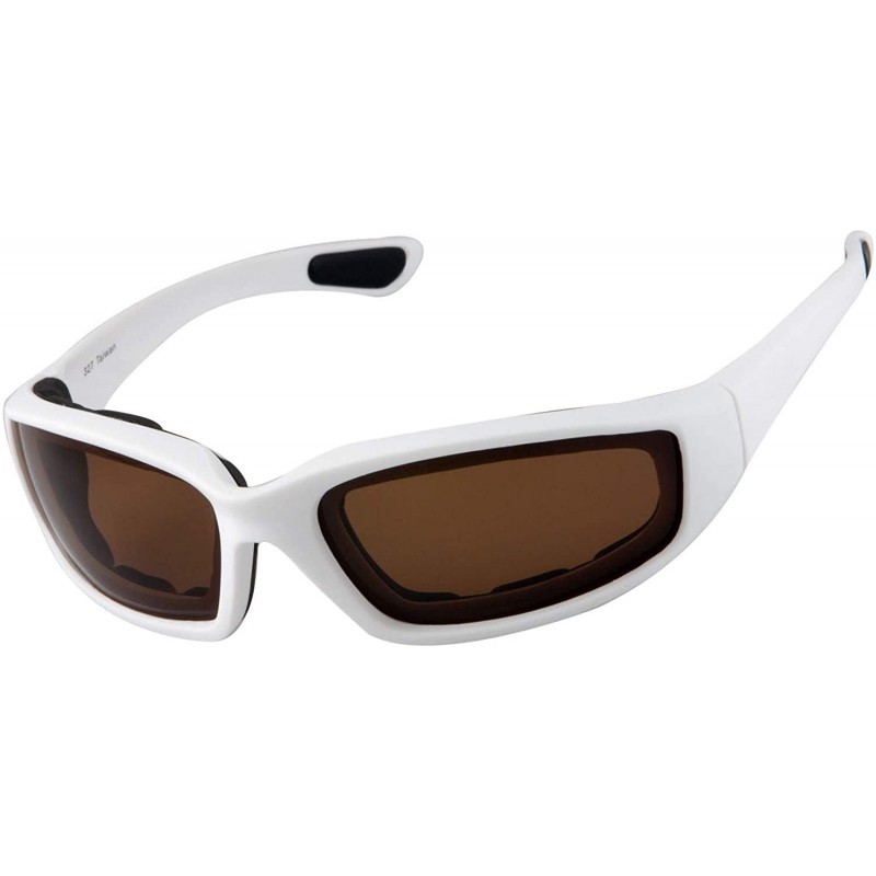 Round Polarized Motorcycle & Fishing Floating Sports Wrap Sunglasses - White - CJ12IS10LXP $19.06