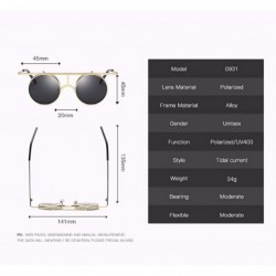 Aviator Steam punk sunglasses Reflector sunglasses for men and women retro Polarized Sunglasses round - D - C618QCC6QLL $24.18