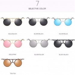 Aviator Steam punk sunglasses Reflector sunglasses for men and women retro Polarized Sunglasses round - D - C618QCC6QLL $24.18